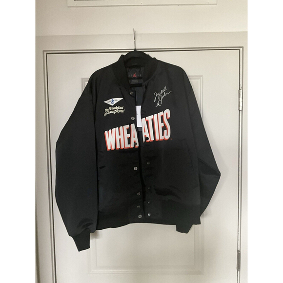 Nike JORDAN LIGHT MVP Men's JACKET 'WHEATIES' DV7578-010 BLACK sz Large - Picture 9 of 11